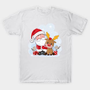 Cute Santa and Deer T-Shirt